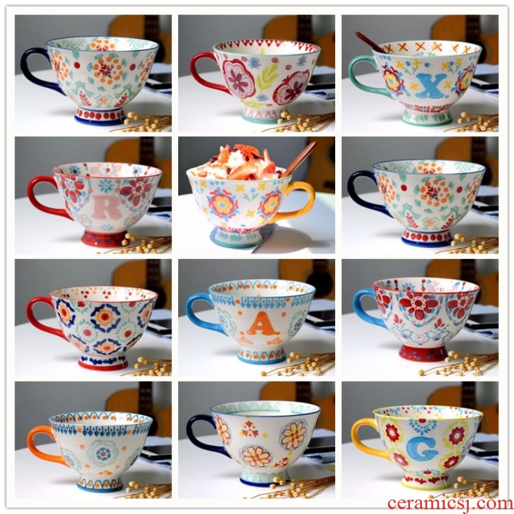 European cup oats ceramic art restoring ancient ways breakfast cup high - capacity small pure and fresh and lovely home sweet large cups