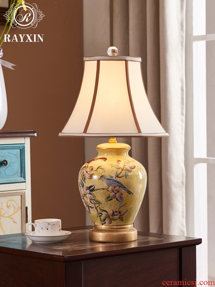 American country small desk lamp lamp of bedroom the head of a bed European creative ceramic contracted and contemporary sitting room warm wedding marriage room