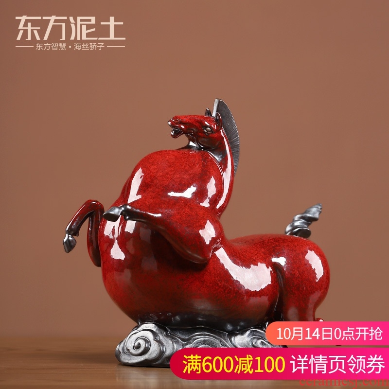 Oriental soil archaize ceramic don horse place to live in the sitting room TV ark, wine Ma Gong desktop decoration art