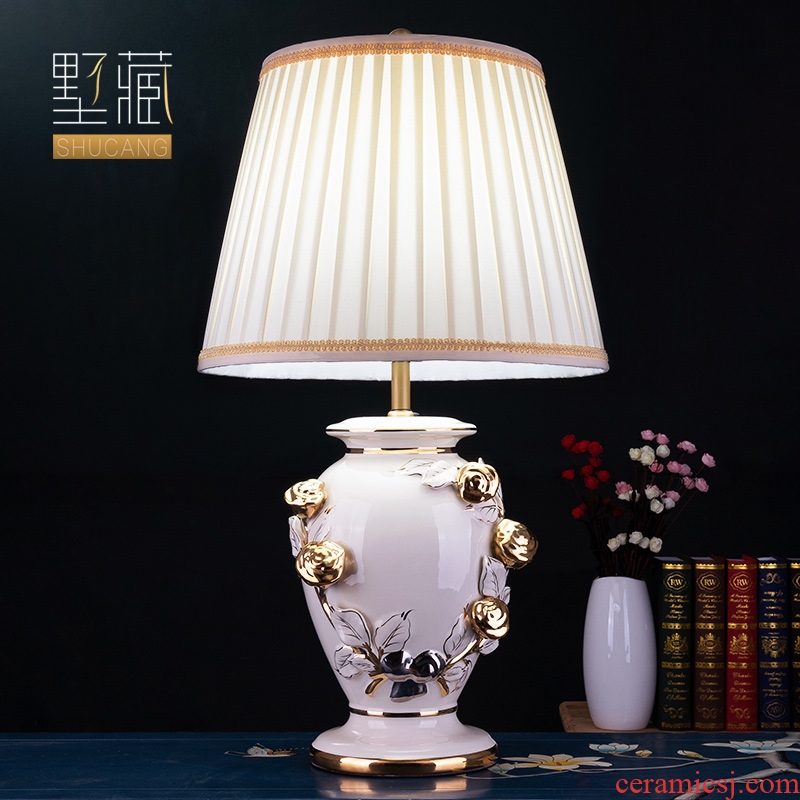 Large American light key-2 luxury European - style lamp decoration ceramics art design pattern all copper restoring ancient ways the sitting room porch town house