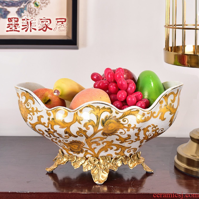 Murphy American light luxury classical painting ceramics with copper big fruit bowl basin of contemporary sitting room home furnishing articles of dried fruit