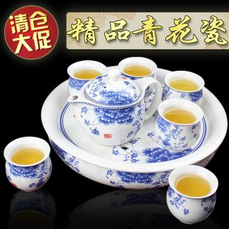 Cup suit ceramic teapot suit jingdezhen blue and white porcelain tea set double kung fu tea set a large household of a complete set of