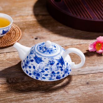 Jingdezhen ceramic kung fu tea set single pot of hand - made of household small blue and white porcelain teapot tea kettle pot
