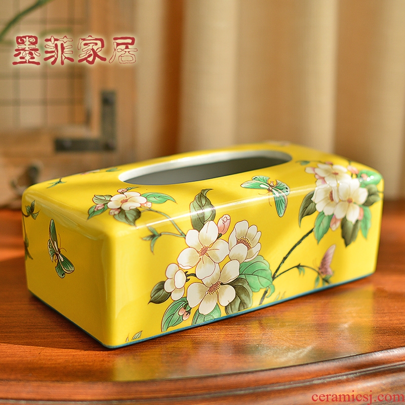 Murphy 's new Chinese style classical checking ceramic tissue box American country decorates sitting room tea table restaurant smoke box