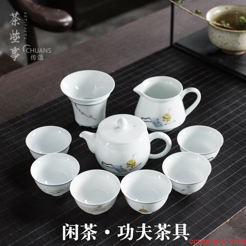 Talk of the whole set of Chinese style household kung fu tea set gift set up rest ceramic tea set gift each suit