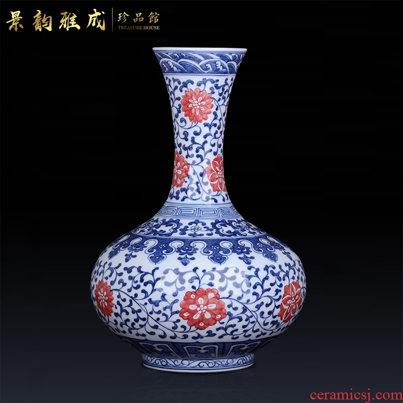 Jingdezhen ceramic hand - made porcelain vase of blue and white porcelain arts and crafts porcelain vase decoration furnishing articles modern flower arrangement