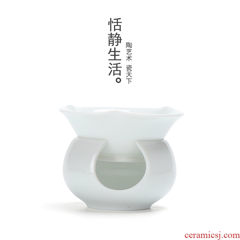 Quiet life high white porcelain tea filter ceramic creative kung fu tea set temperature dehua white porcelain filter accessories