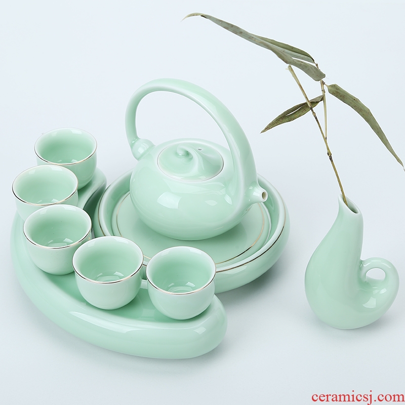 Friends are celadon ceramic dry tea tea sets tea tray was contracted a portable travel kung fu tea set the happiness