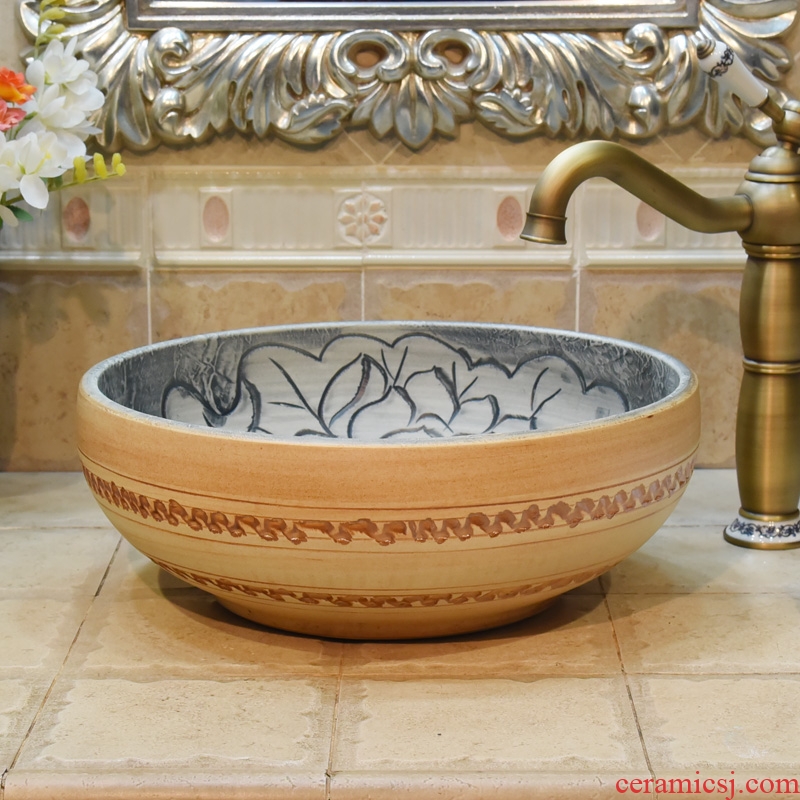 Jingdezhen ceramic art basin sanitary ware stage basin sinks within the basin that wash a face carved black waves