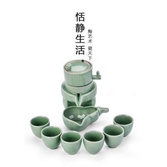 Quiet life ceramic creative household utensils suit stone mill teapot kung fu automatic lazy people make tea cups