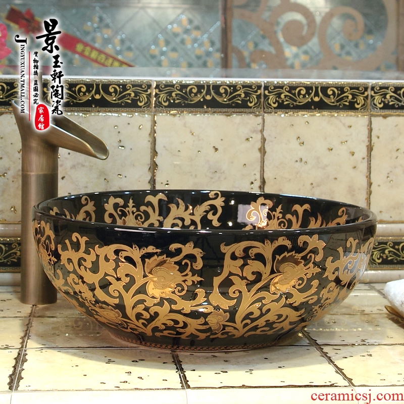 Jingdezhen ceramic lavatory basin basin art on the sink basin birdbath black han - jin luo PND unit tail - on
