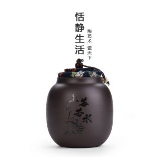 Quiet life mini violet arenaceous caddy trumpet tea tea box ceramic retro sealed cans can be customized