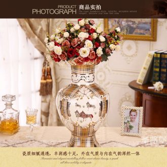 Chinese style restoring ancient ways of large vases, ceramic furnishing articles pottery sitting room hotel decoration flower arranging dried flowers thick ceramic bottle - 43425275579
