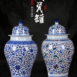 Jingdezhen ceramics furnishing articles sitting room flower vase hand - made scenery of new Chinese style household decoration large TV ark - 569203857099