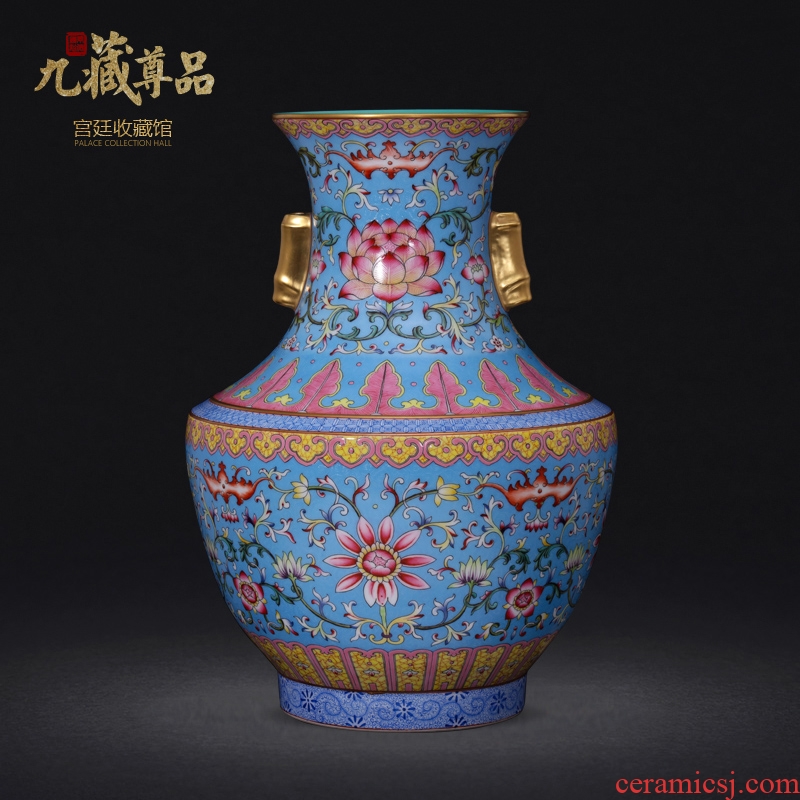 Jingdezhen ceramics powder imitation qing qianlong pastel to tie up branch grain colour ears crafts vase collection