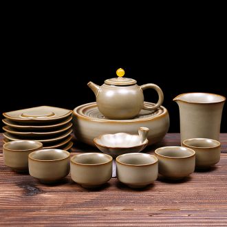 Tao blessing of household ceramics kung fu tea set Huang Tao teapot tea cups of a complete set of gift set tea service kit