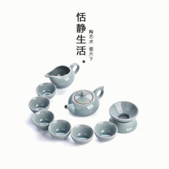 Quiet life household ceramics kung fu tea cups of a complete set of tureen brother celadon kiln tea set on the teapot