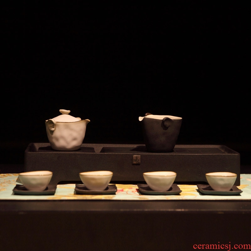 Million kilowatt/hall tea tray rectangle thick ceramic tea home tea tao drainage kung fu tea tray 3 series of modern wind