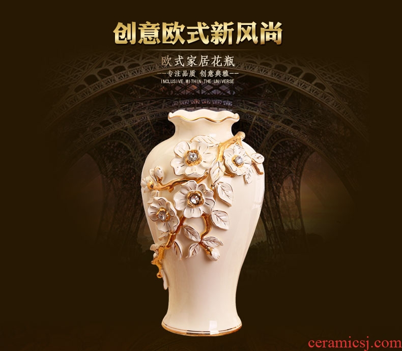 Ground vase large white living room the dried flower art I household coarse pottery Chinese ceramic POTS villa furnishing articles - 45427925216
