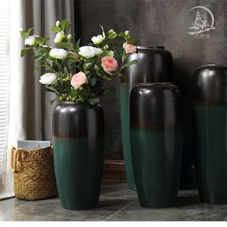 Modern minimalist house high household soft outfit sample room designer black ceramic a fold of the big flower vase - 569021614082