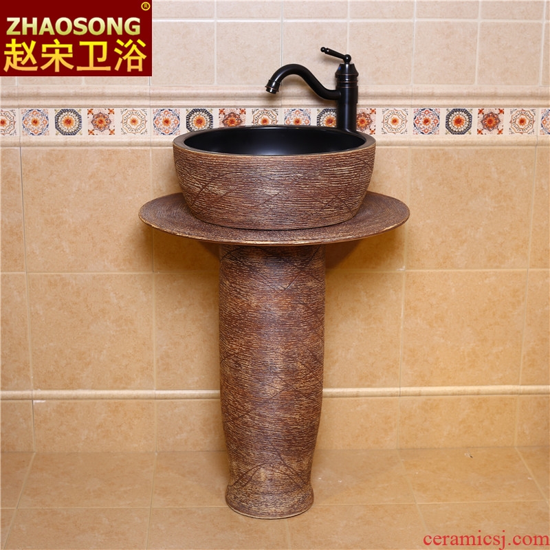 Europe type restoring ancient ways ceramic floor pillar one wash basin toilet lavabo creative balcony outdoor pool