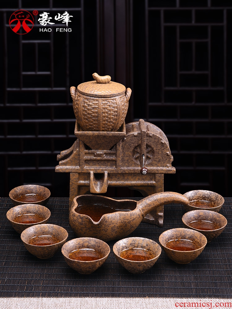 HaoFeng creative lazy ceramic kung fu of a complete set of automatic tea sets fit household of Chinese style restoring ancient ways teapot cup