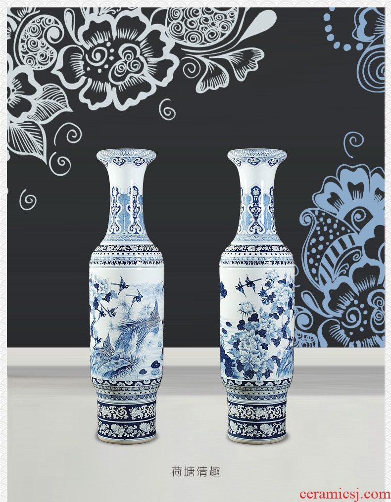 White ceramic dry flower vases, large sitting room flower arranging flower implement Nordic light key-2 luxury household wind dermatoglyph up phnom penh vase - 571184690851