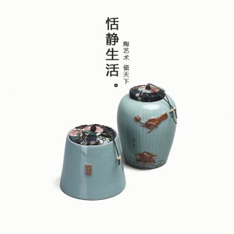 Quiet life elder brother up with portable size ceramic POTS violet arenaceous caddy fixings seal storage and tea pot