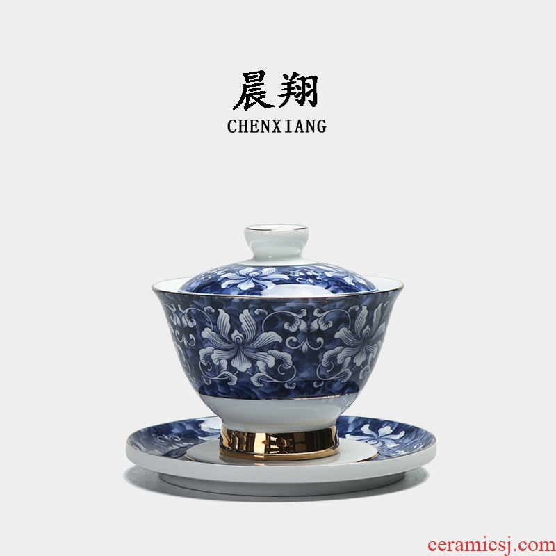 Chen xiang jingdezhen porcelain paint tureen ceramic cups only three bowl of kung fu tea bowl is large