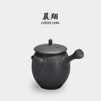 Chen xiang vintage silver spot Japanese checking coarse pottery teapot side put the pot of kung fu tea set ceramic pot teapot