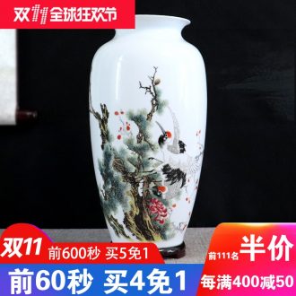 Jingdezhen dried flower vase sitting room adornment furnishing articles hand - made ceramics flower arranging landscape painting of flowers and checking crafts