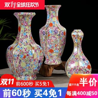 Jingdezhen ceramics powder enamel vase antique Ming and the qing dynasties Chinese penjing flower arrangement sitting room adornment handicraft small in number