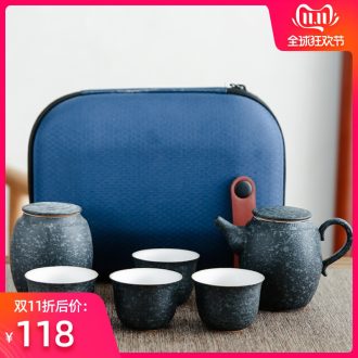 Bo yiu-chee coarse pottery portable package travel tea set a pot of four cups of tea pot office ceramics gift set tea service