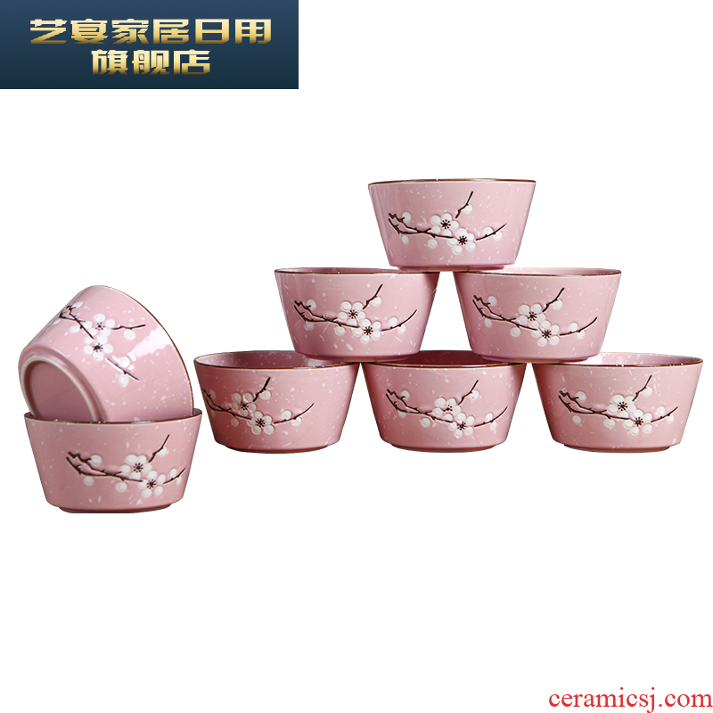 6 qxl8 installed 4.5 in Japanese household ceramics tableware suit creative rice bowls porringer rainbow such use microwaves