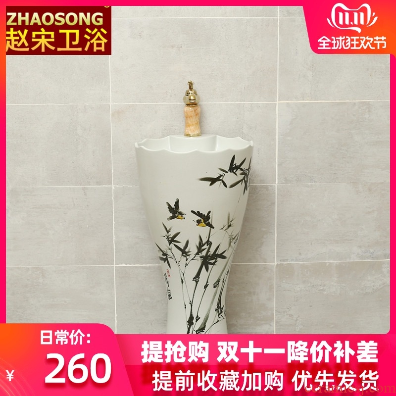 Pottery and porcelain of song dynasty household one - piece basin integrated basin is suing toilet lavabo courtyard floor pillar