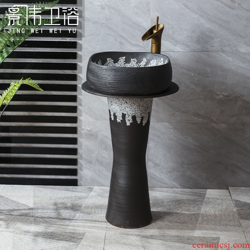 JingWei separation column column type lavatory basin of ceramics of Chinese style restoring ancient ways is the sink ground vertical basin