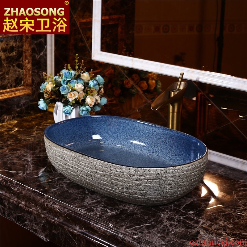 Chinese antique ceramics art stage basin oval creative lavabo household is suing balcony toilet basin