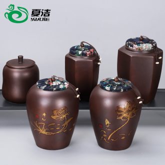 Four - walled yard ceramic creative caddy fixings firewood seal pot small tea boxes mini storage tank to customize LOGO