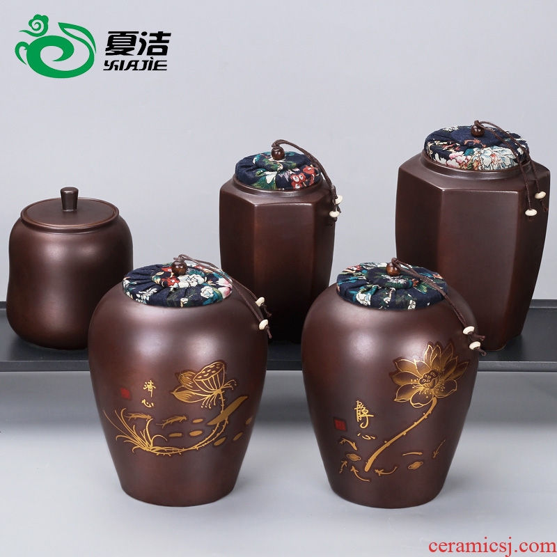 Four - walled yard ceramic creative caddy fixings firewood seal pot small tea boxes mini storage tank to customize LOGO