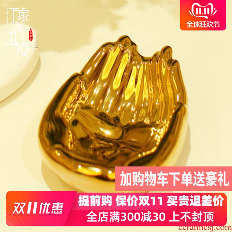 Jingdezhen ceramic art soap box of toilet soap dish place gold bergamot lotus 3977-41 c