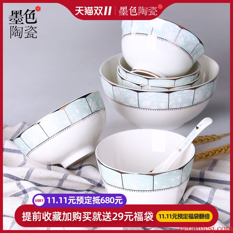 Inky ipads China small bowl bowl of household utensils to eat Korean ceramic creative move tureen large rainbow such to use thin film