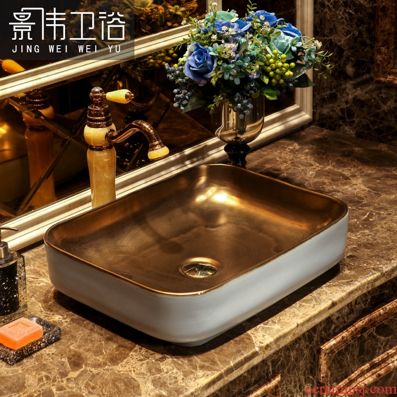 The Metal glaze art stage basin rectangle ceramic lavatory the Nordic idea to restore ancient ways the basin that wash a face to the sink