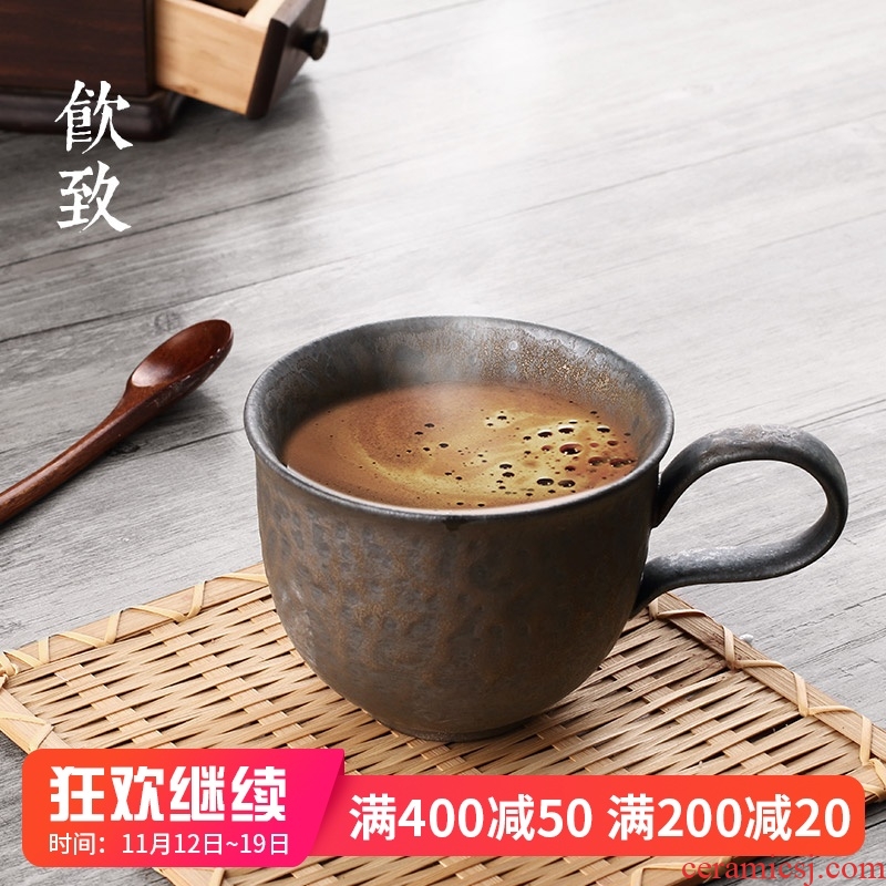 Restoring ancient ways to Japanese coarse ceramic keller of coffee drinks per high - capacity ceramic household water cups with cover glass