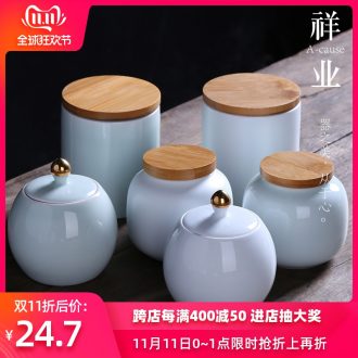 Auspicious industry shadow celadon ceramic POTS awake bamboo caddy fixings seal piggy bank black tea tea pot