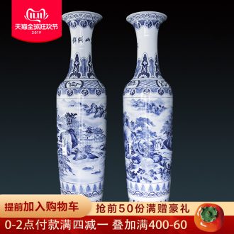 Blue and white porcelain of jingdezhen ceramics hand - made bright future of large vases, modern Chinese style living room decoration furnishing articles