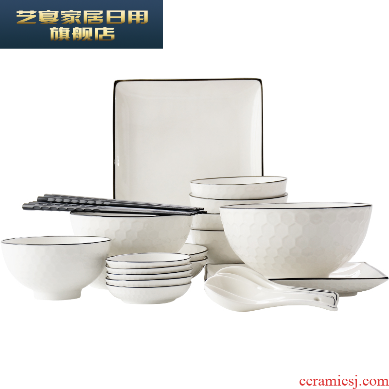 1 HMD tangshan ceramic tableware suit black glaze creative use head dishes suit household European contracted to 26