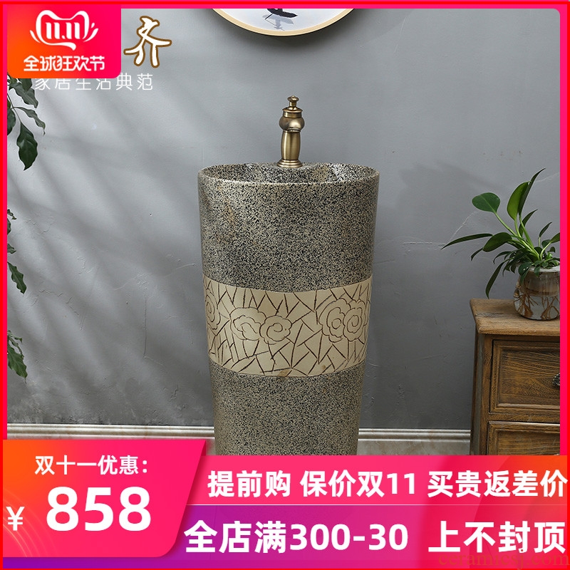 Post type lavatory jingdezhen ceramic basin one - piece art pillar lavabo vertical landing platform