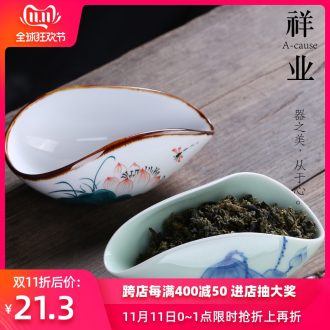 Auspicious industry kung fu tea accessories tea holder, ceramic enjoy tea tea box teaspoons tea is tea shovel spoon