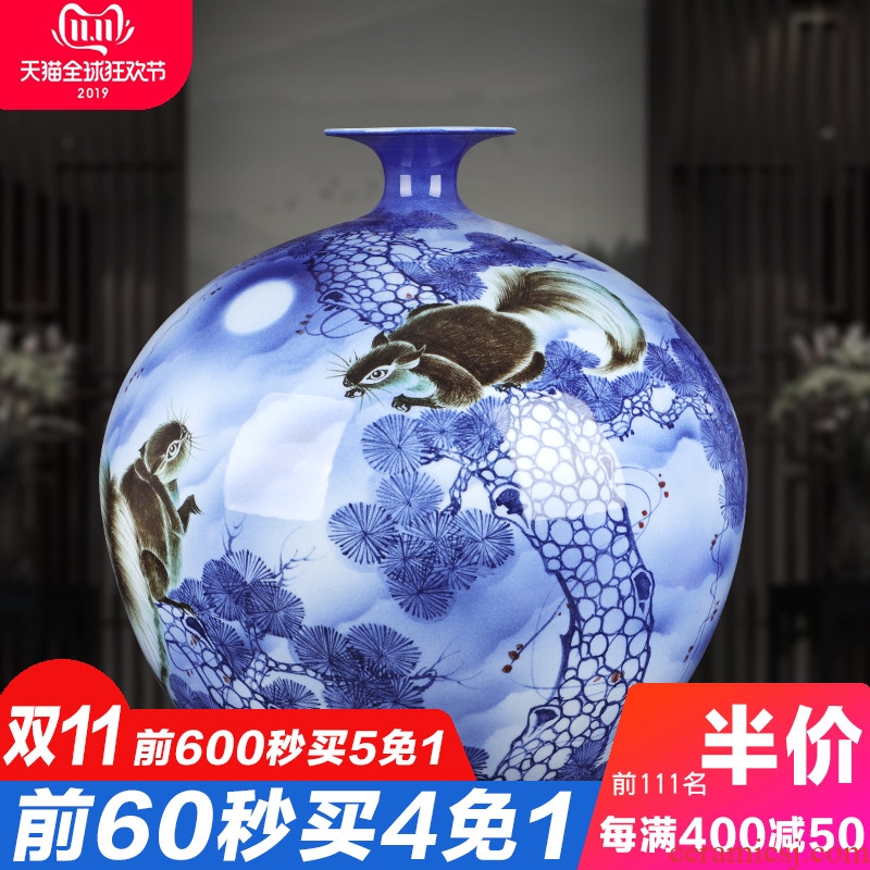 Jingdezhen ceramic vase large hand - made gold rat prosperous wealth pomegranate gift collection villa hotel furnishing articles ornament