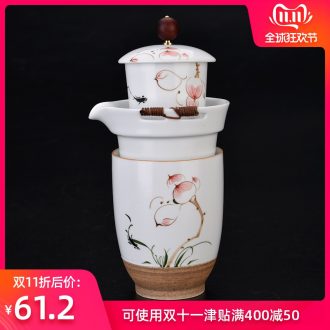 Hong bo a crack cup a pot of two cups of portable household ceramic teapot tea tea to travel tea set
